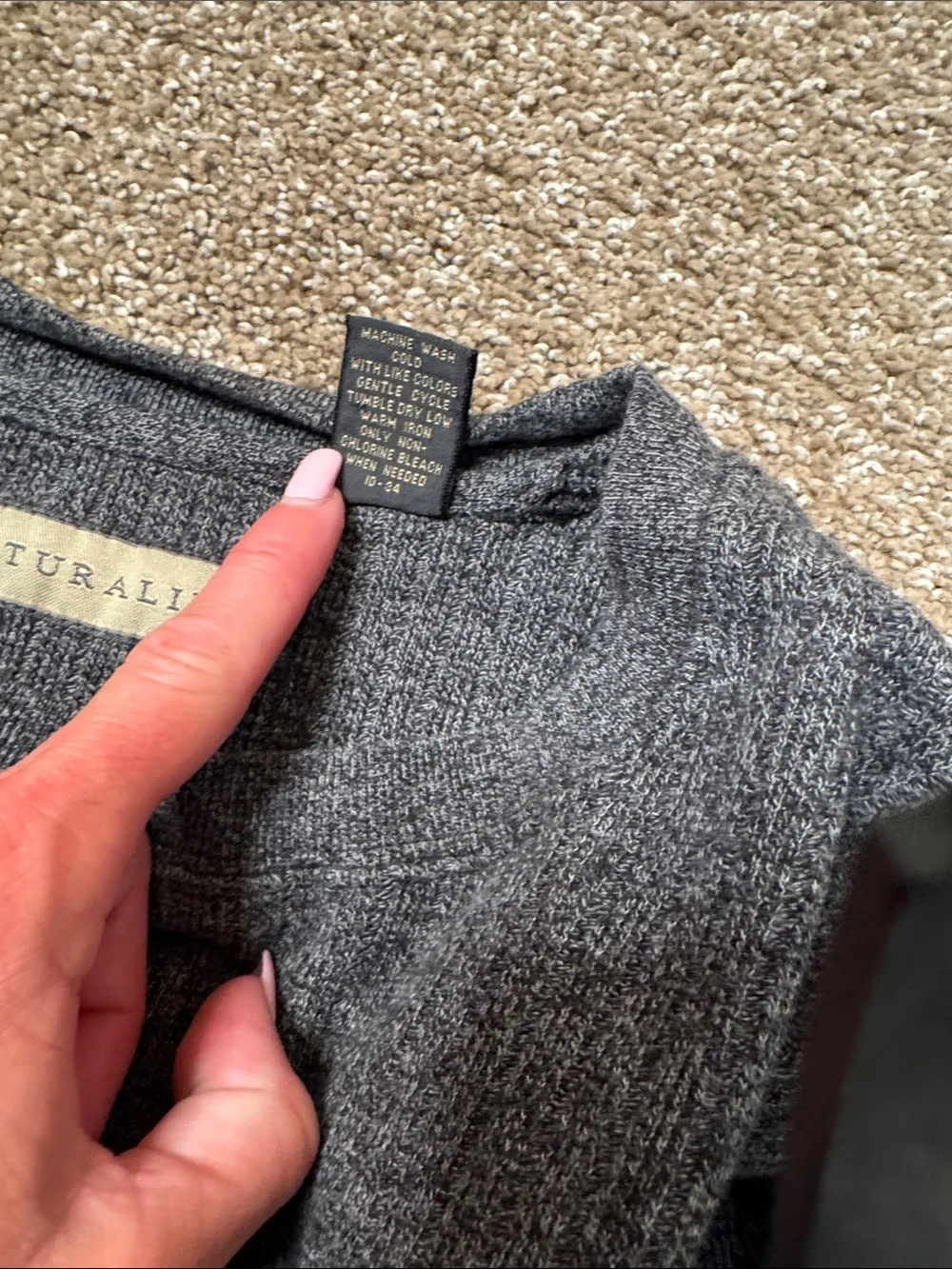 Naturalife Crewneck Sweater - Gray breathable knit textured SZ XL